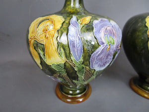 Pair Of Tube Lined Vases Antique Victorian c1900