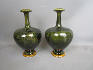 Pair Of Tube Lined Vases Antique Victorian c1900