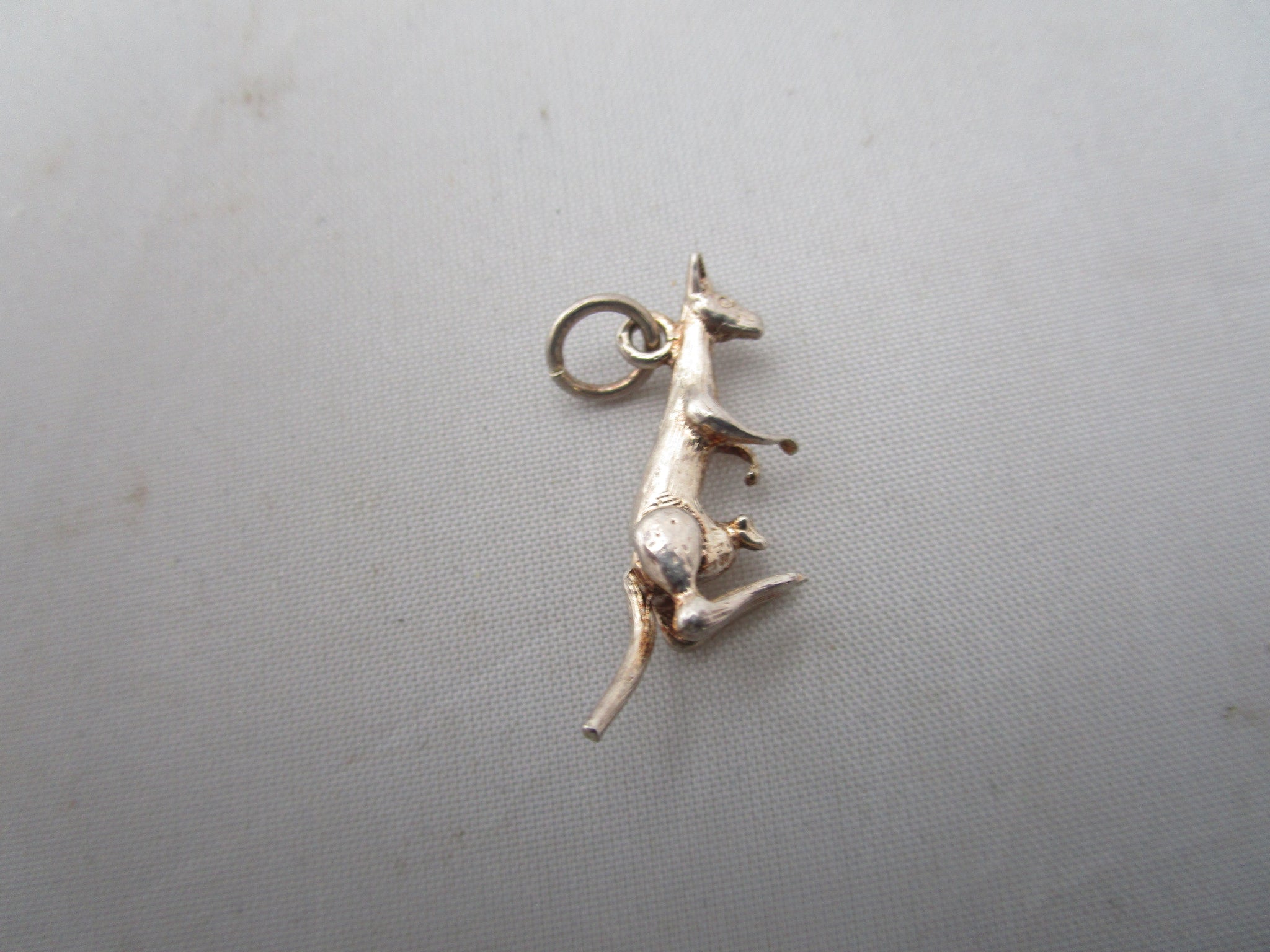 Sterling Silver Articulated Kangaroo With Joey Charm Pendant Vintage c1980