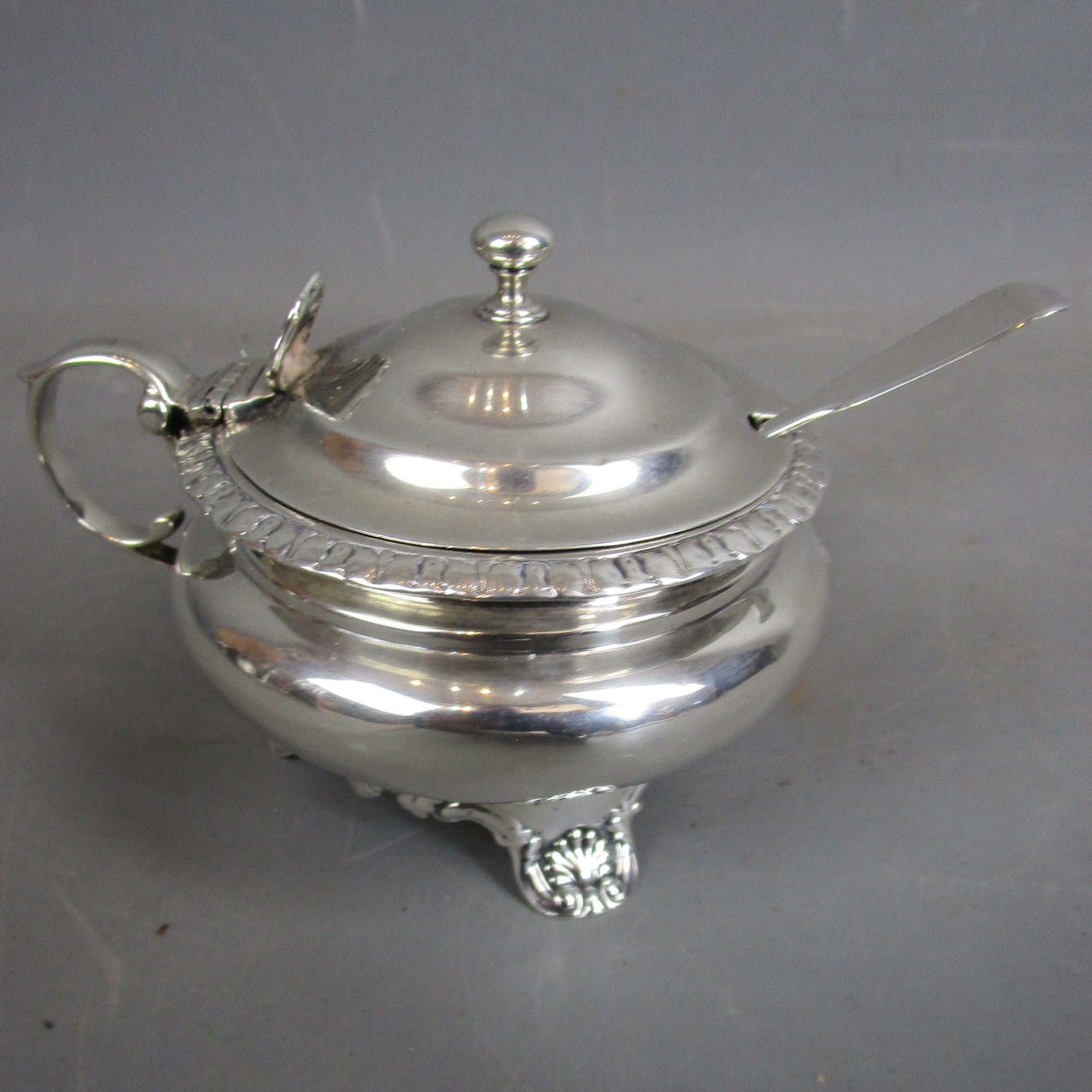 Sterling Silver Mustard Pot And Spoon Antique Georgian London 1827 1828