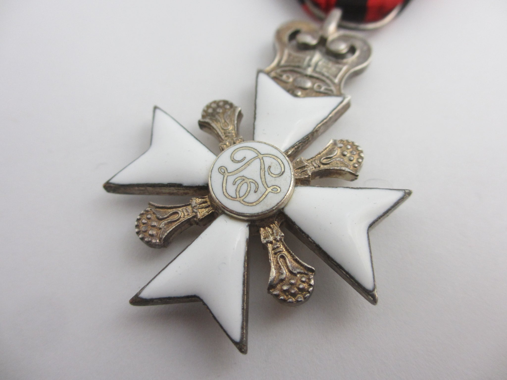Belgium Civil Decoration 2nd Class Medal Jewel Sterling Silver and Enamel Cross Antique Victorian c1890
