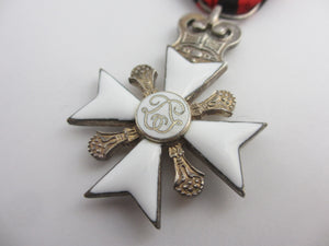 Belgium Civil Decoration 2nd Class Medal Jewel Sterling Silver and Enamel Cross Antique Victorian c1890