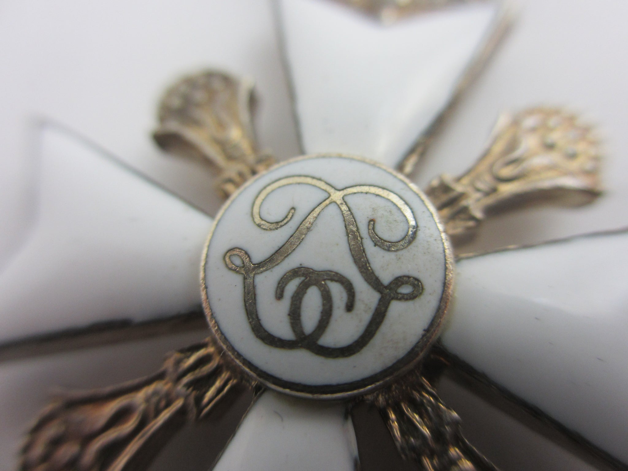 Belgium Civil Decoration 2nd Class Medal Jewel Sterling Silver and Enamel Cross Antique Victorian c1890