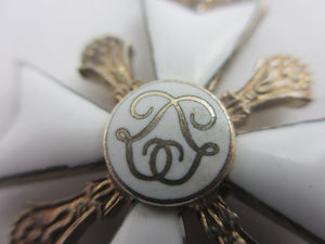 Belgium Civil Decoration 2nd Class Medal Jewel Sterling Silver and Enamel Cross Antique Victorian c1890