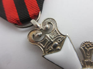 Belgium Civil Decoration 2nd Class Medal Jewel Sterling Silver and Enamel Cross Antique Victorian c1890