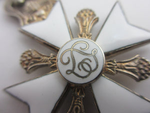 Belgium Civil Decoration 2nd Class Medal Jewel Sterling Silver and Enamel Cross Antique Victorian c1890