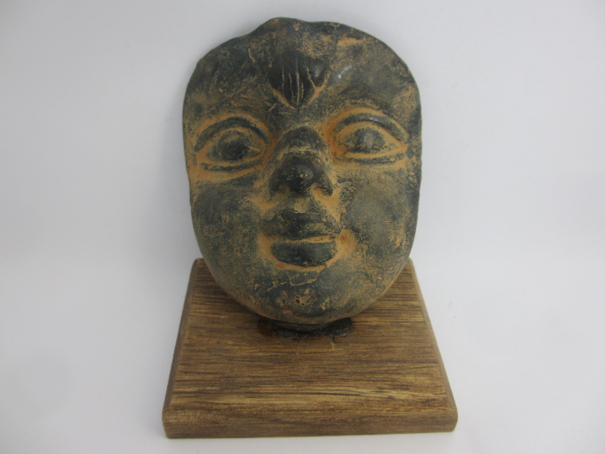 Antique Roman Bronze Face Sculpture