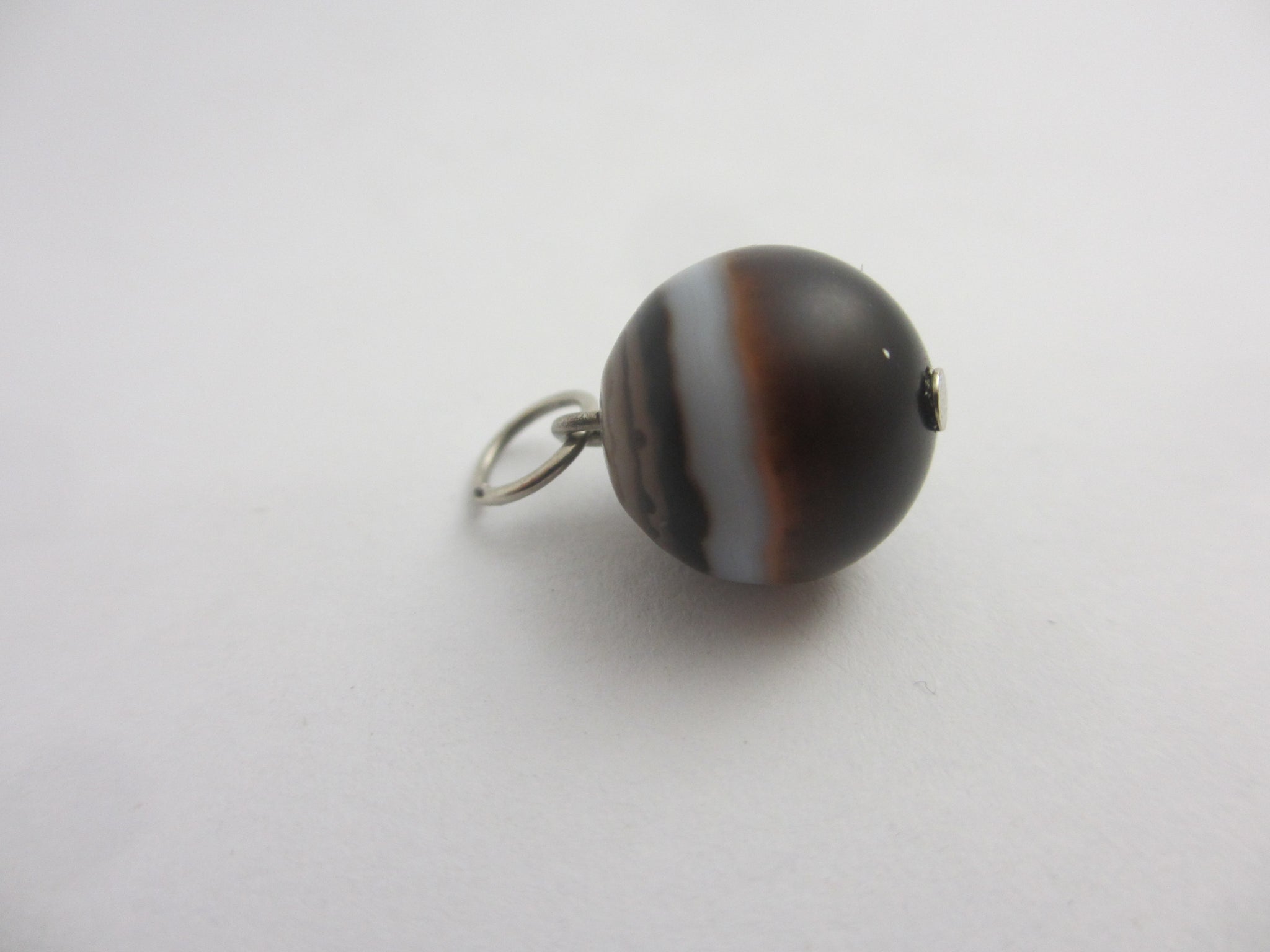 Banded Agate Ball Sphere Pendant or Charm Antique Victorian c1890