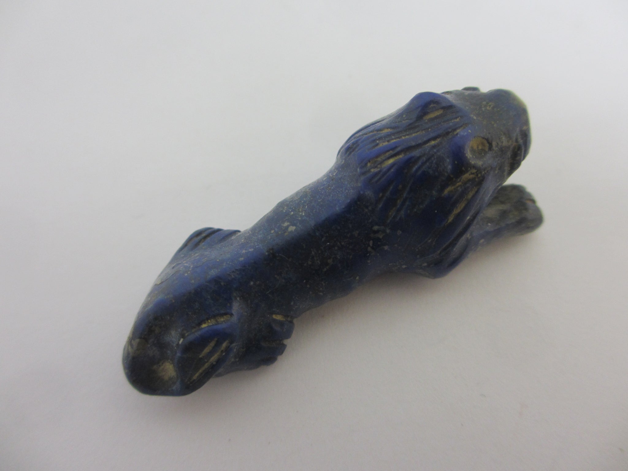 Carved Lapis Lazuli Lion Pendant Figure Antique Victorian c1890