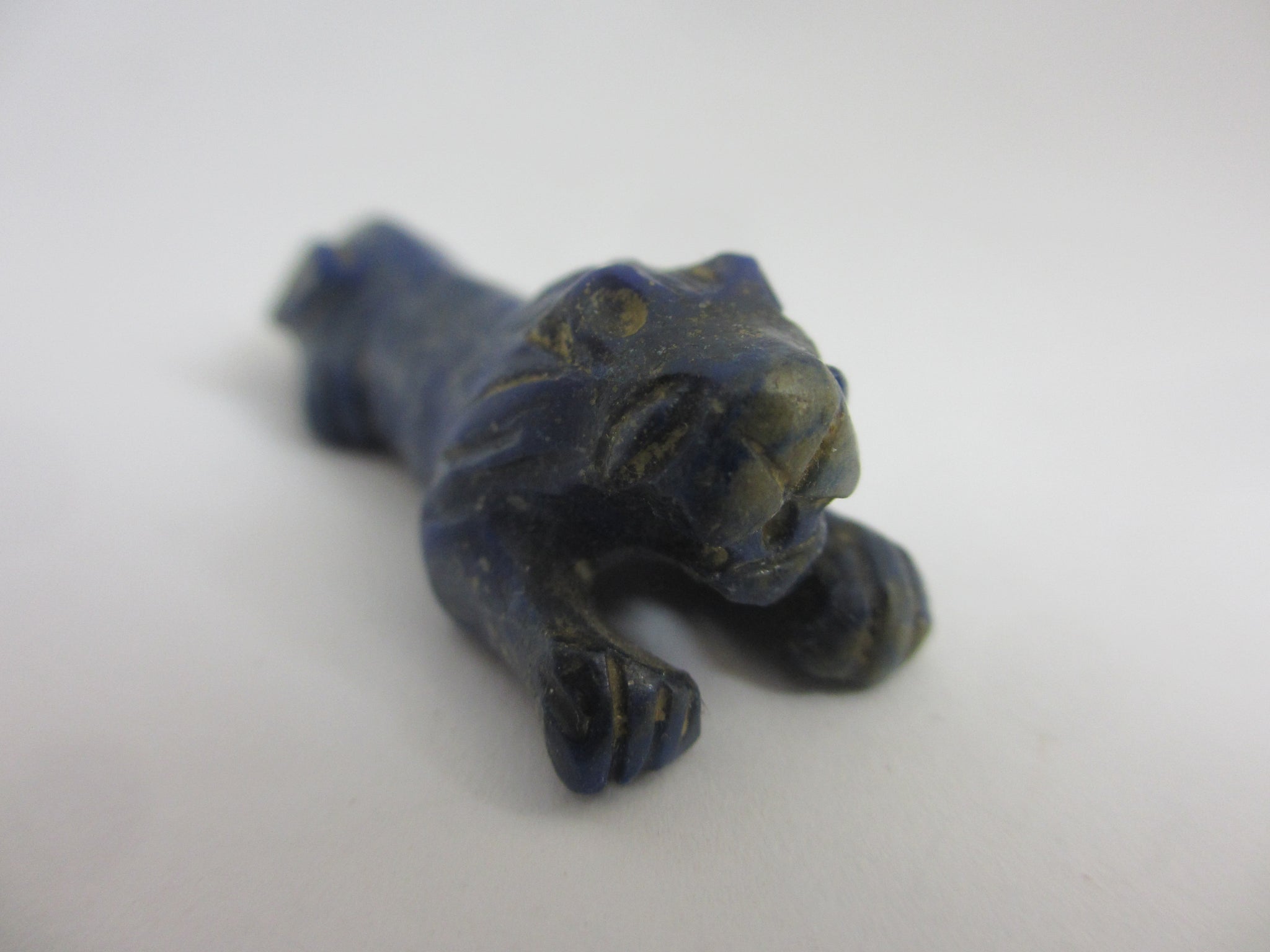 Carved Lapis Lazuli Lion Pendant Figure Antique Victorian c1890