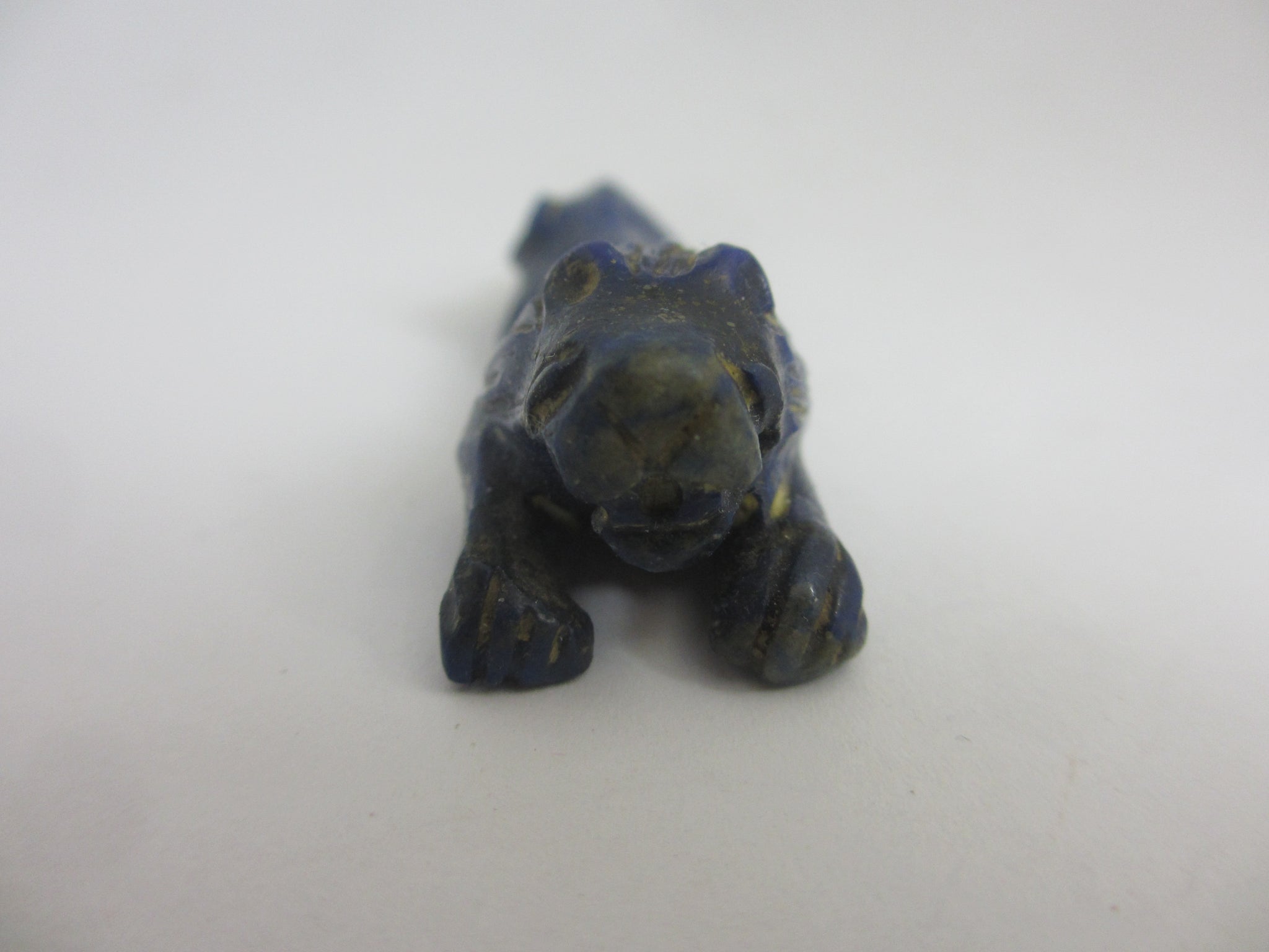 Carved Lapis Lazuli Lion Pendant Figure Antique Victorian c1890