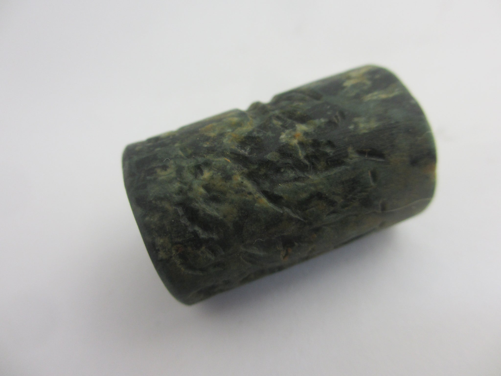 Hunting Scene Marble or Serpentine Roller Seal Bead Antique