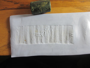 Hunting Scene Marble or Serpentine Roller Seal Bead Antique