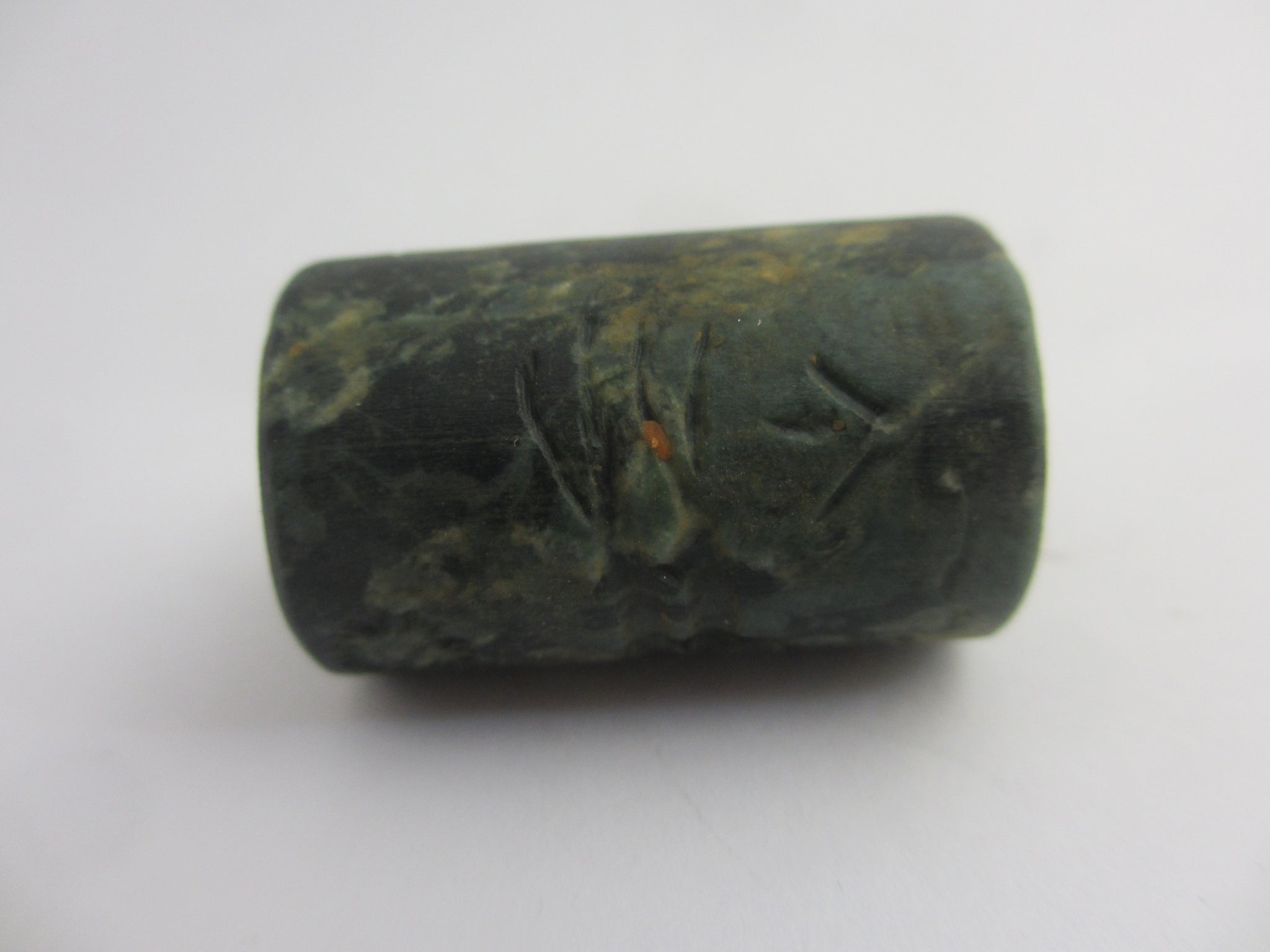 Hunting Scene Marble or Serpentine Roller Seal Bead Antique