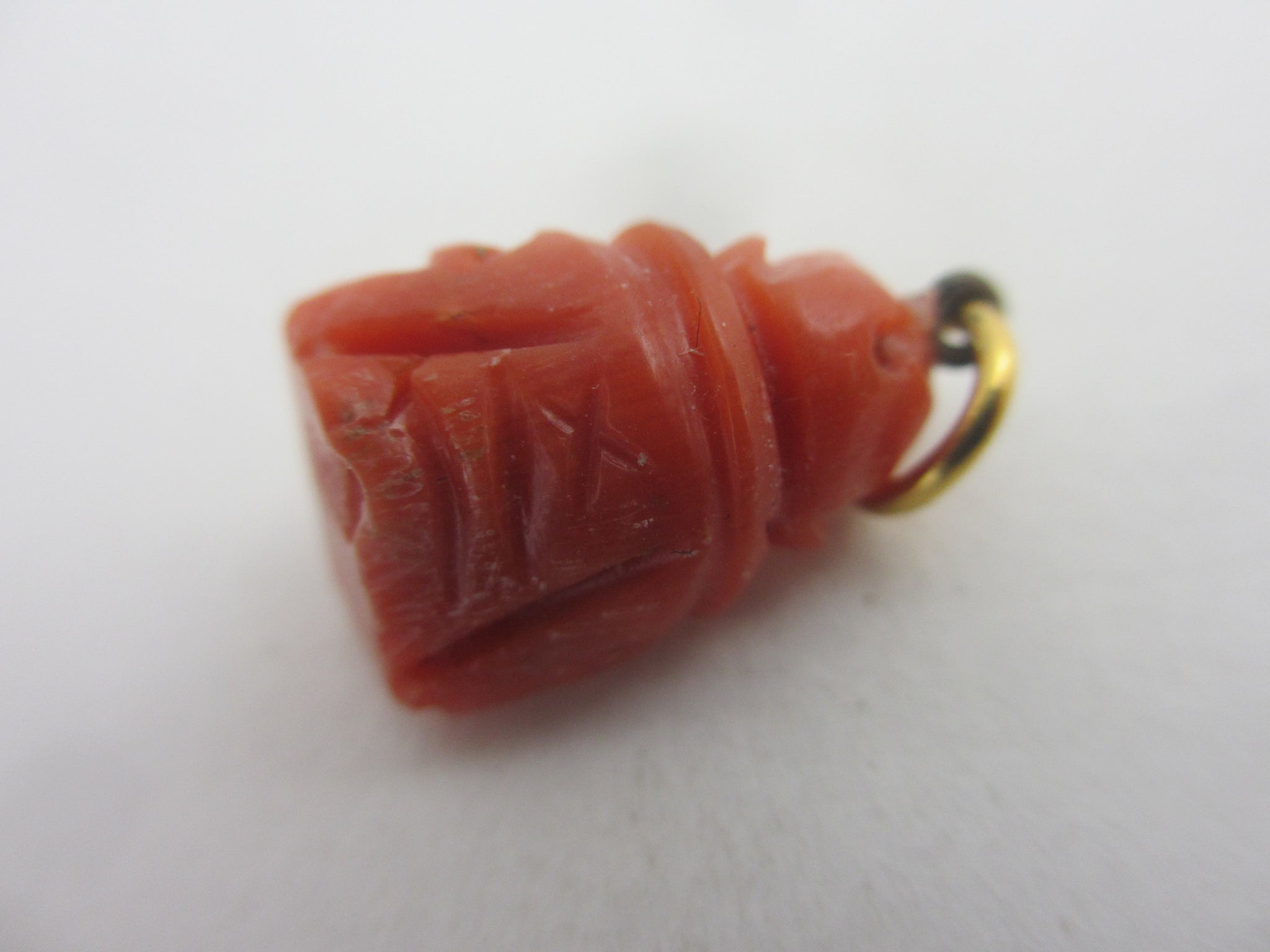 Natural Coral Buddha Pendant or Charm Antique Victorian c1900