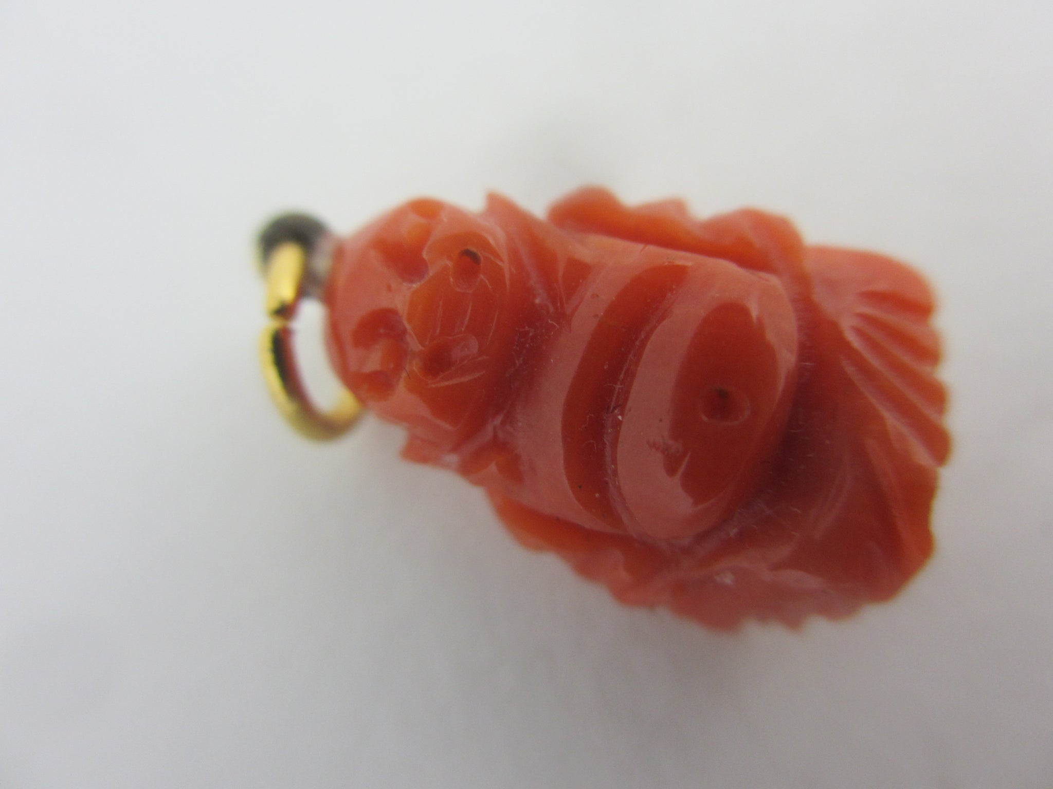 Natural Coral Buddha Pendant or Charm Antique Victorian c1900