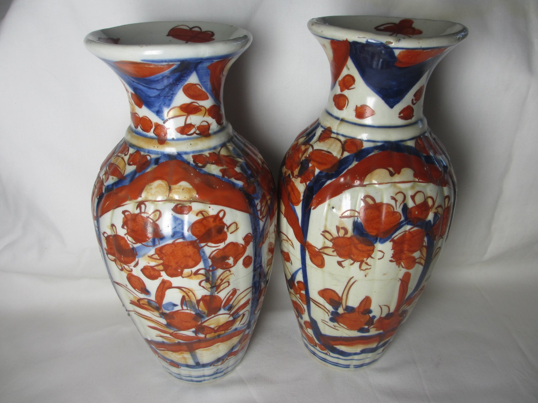 Pair of Japanese Imari Vases Antique c1890