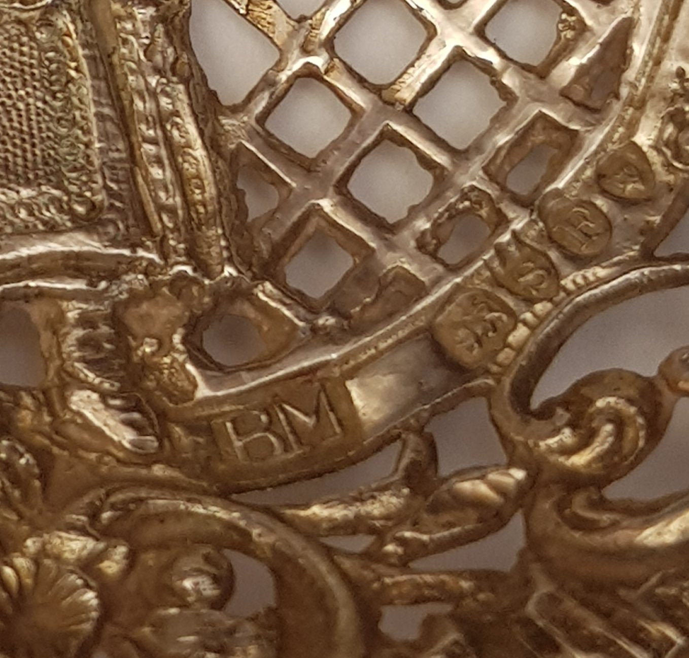 Dutch Solid Silver Ornate Flower Girl Tea Strainer Berthold Muller Antique circa 1893