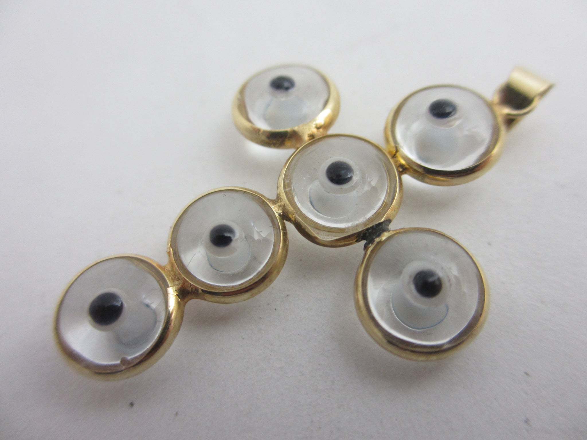 All Seeing Eye 14k Gold Cross Pendant Vintage c1980
