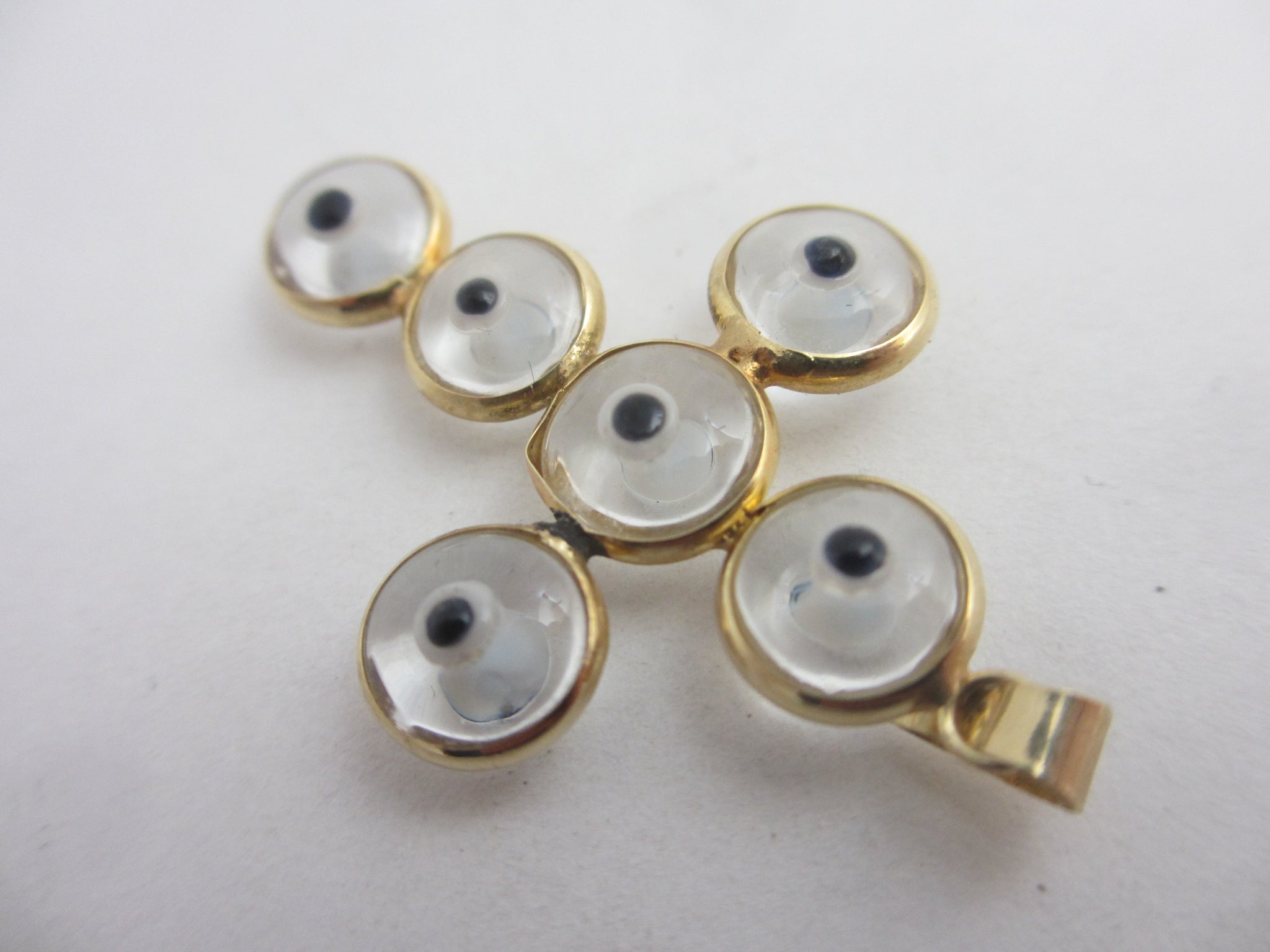 All Seeing Eye 14k Gold Cross Pendant Vintage c1980
