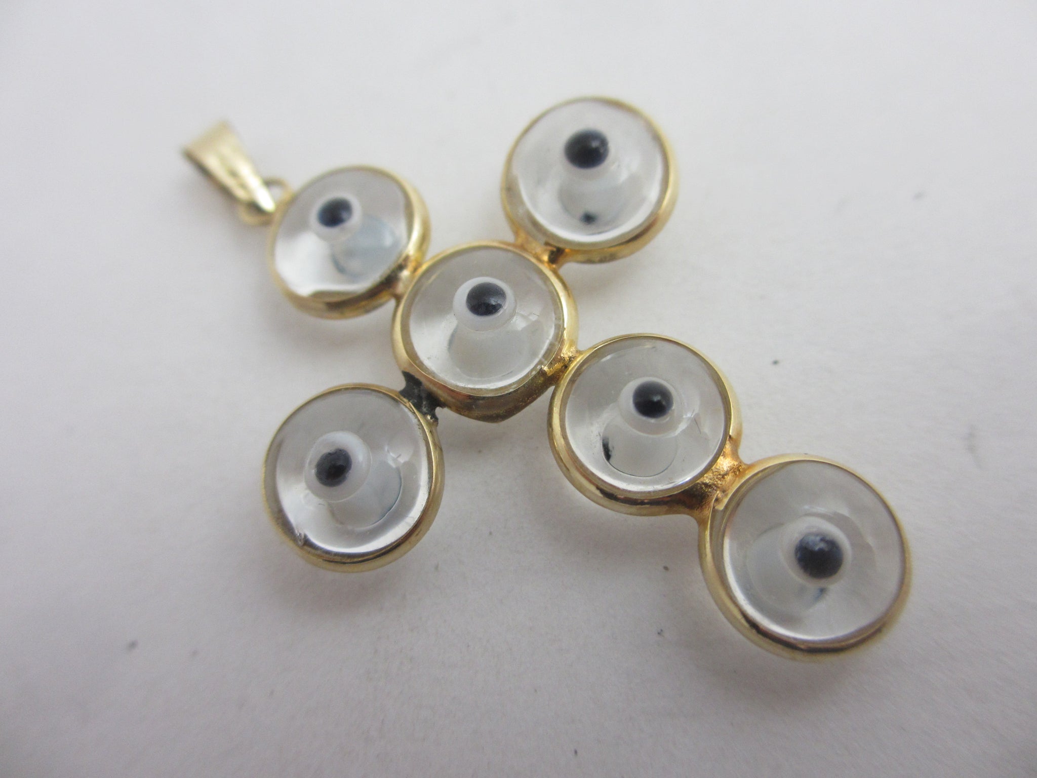 All Seeing Eye 14k Gold Cross Pendant Vintage c1980