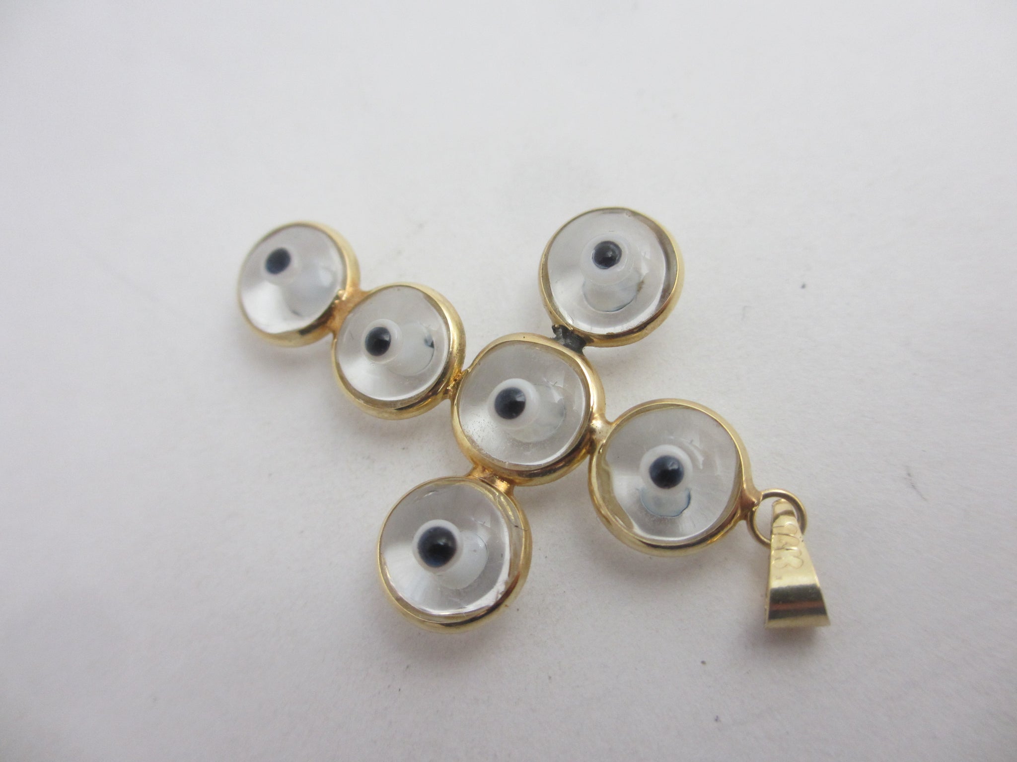 All Seeing Eye 14k Gold Cross Pendant Vintage c1980
