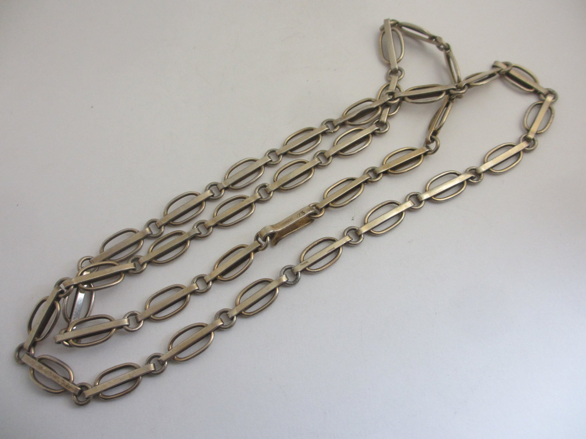 Chain Necklace in Mexican Sterling Silver 71.5cm / 28.1" Maker JLCS Vintage c1970