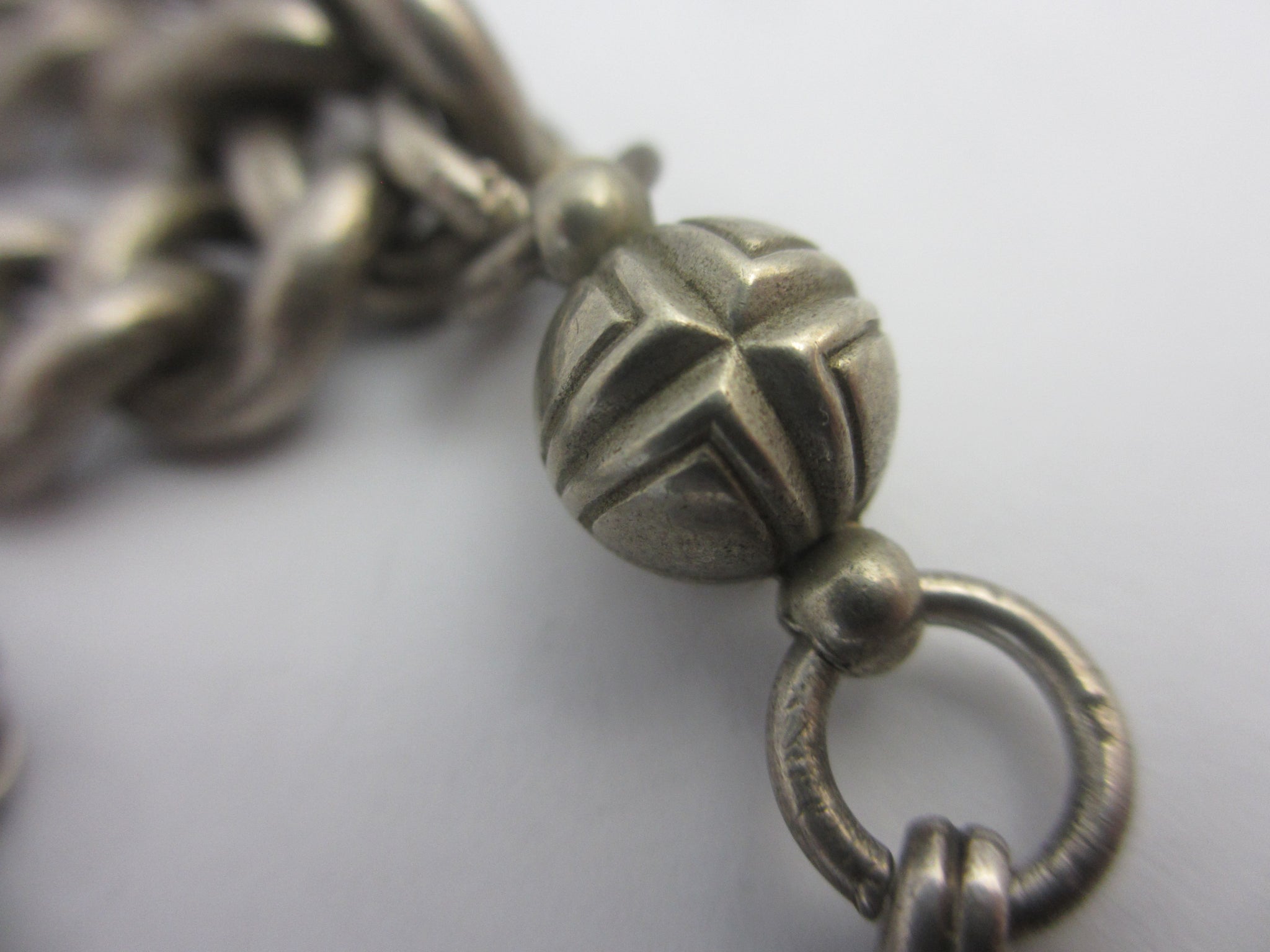 Chunky Double Albert Watch Chain with Rugby Schools Fob Vintage Art Deco