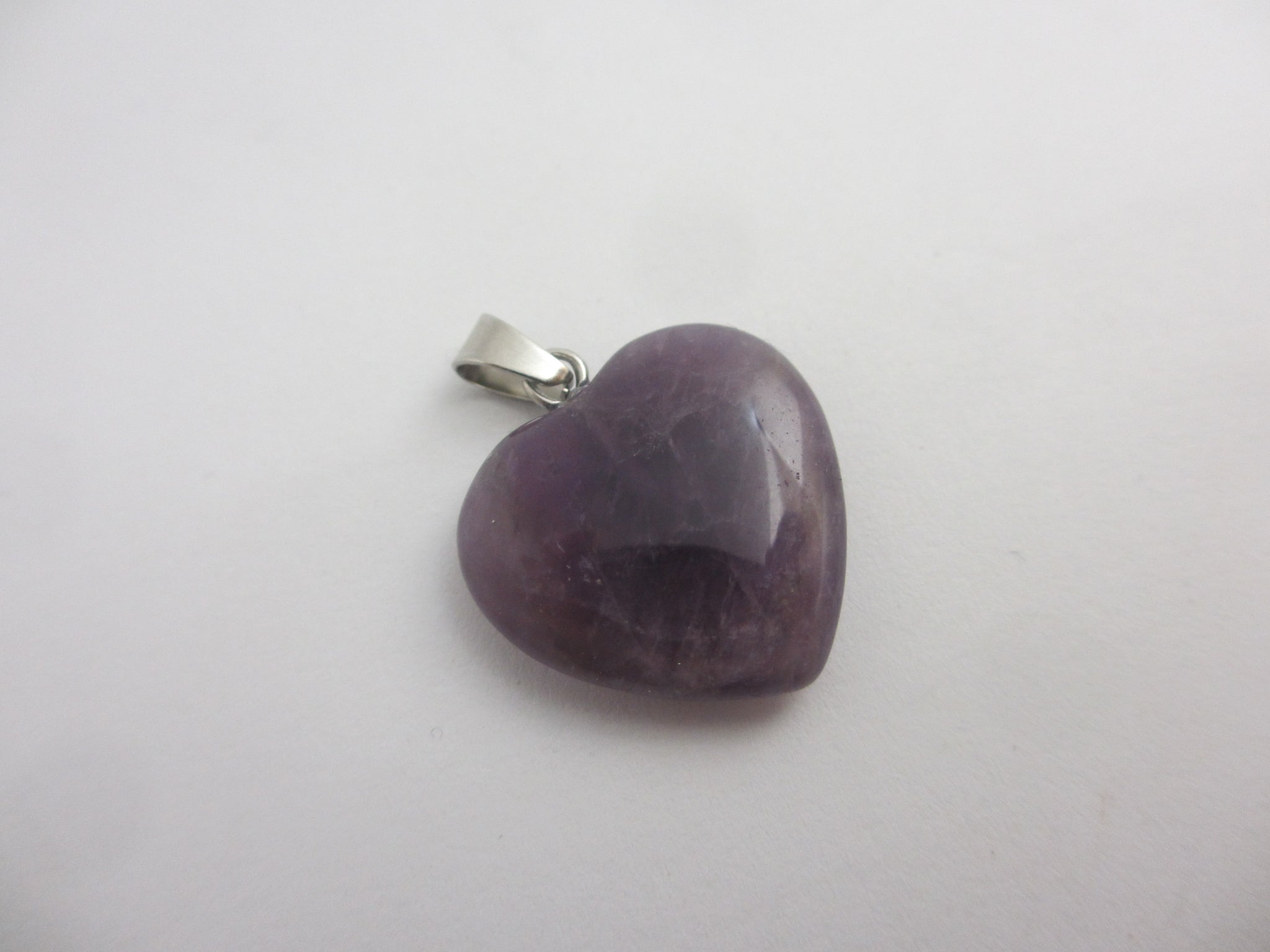 Ametyst Heart Pendant Sterling Silver Bale Vintage c1980
