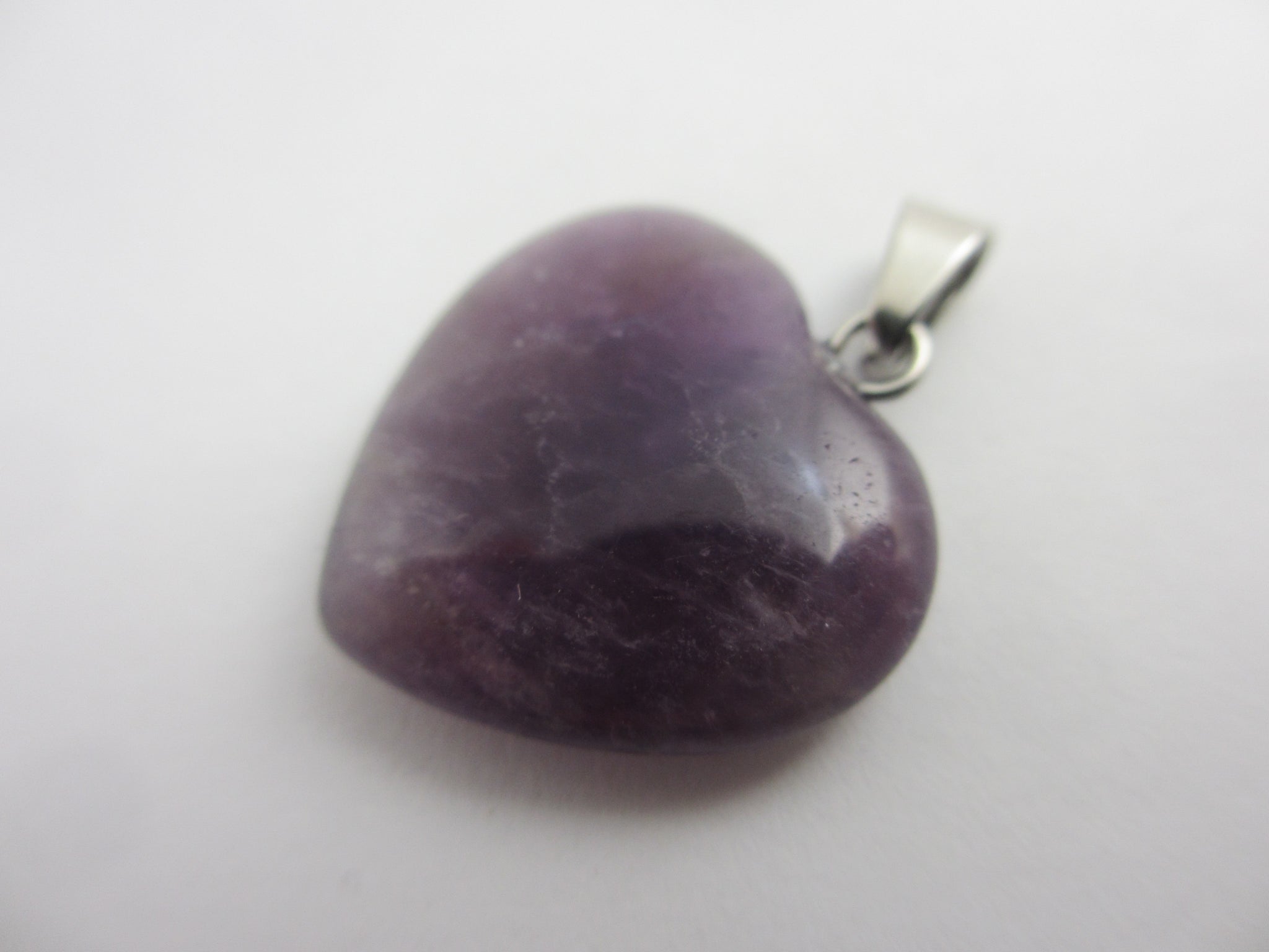 Ametyst Heart Pendant Sterling Silver Bale Vintage c1980