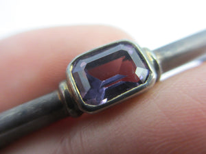Amethyst in Sterling Silver Bar Brooch Pin Vintage Art Deco c1920