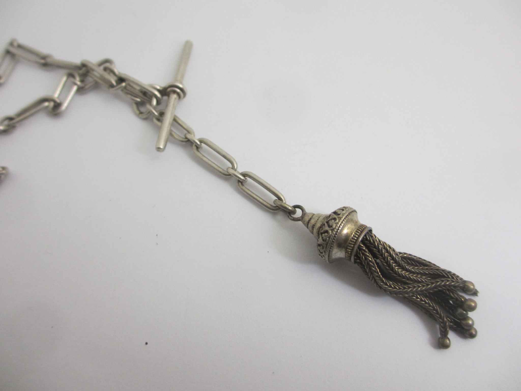 Double Albert Watch Chain Tassel Charm Vintage Art Deco c1920