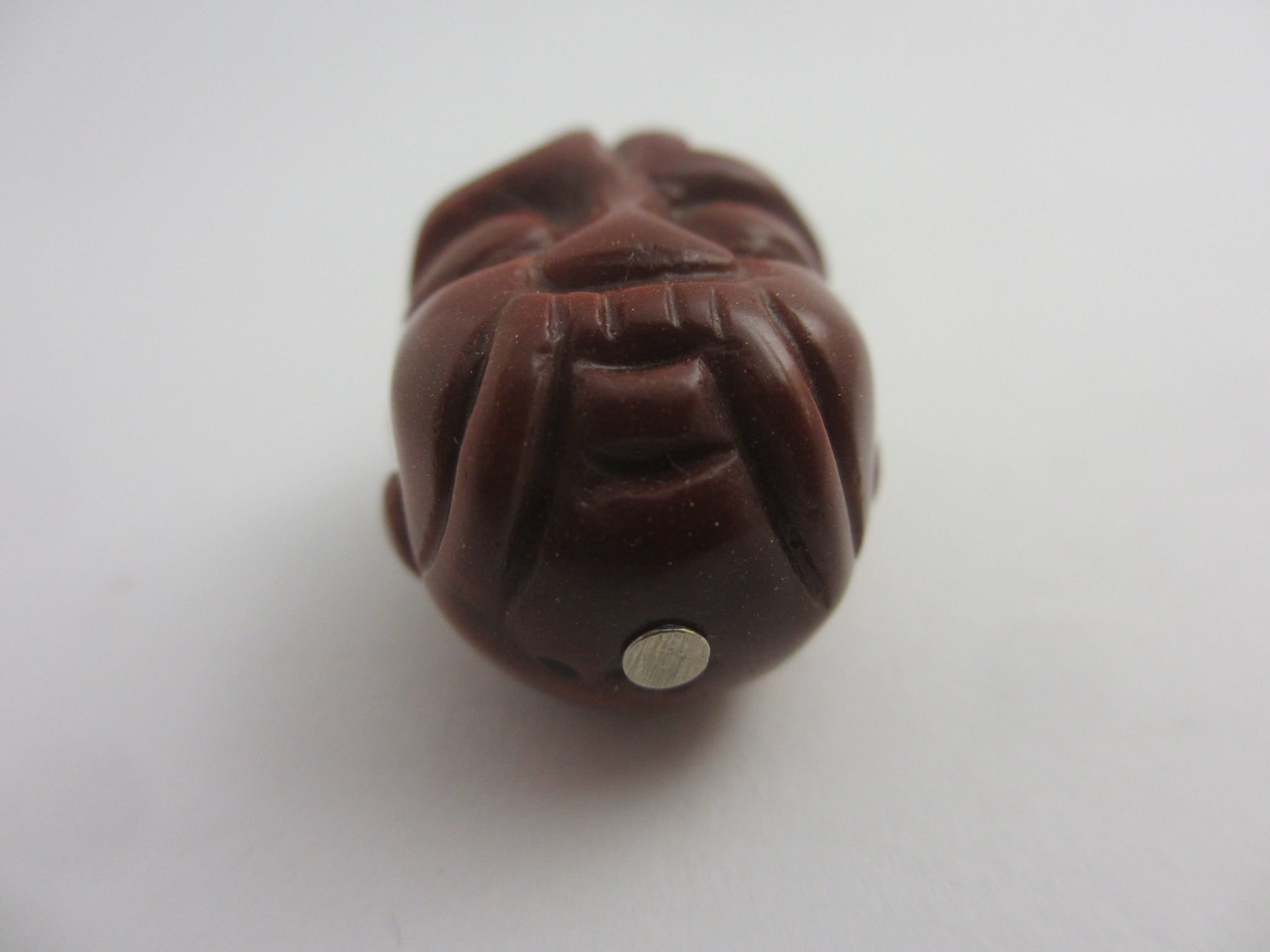 Carved Goldstone Face Pendant Vintage Art Deco c1920