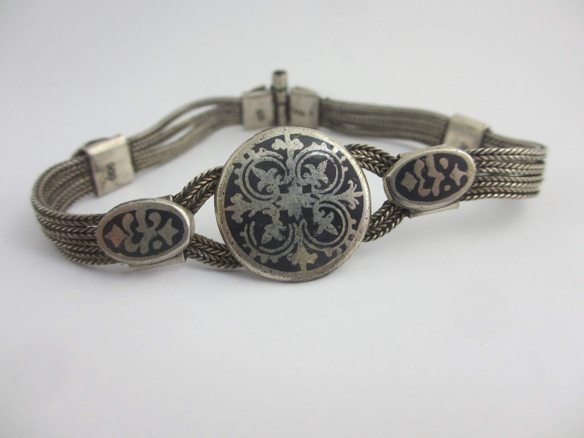 Niello Silver Bracelet Vintage Art Deco c1920