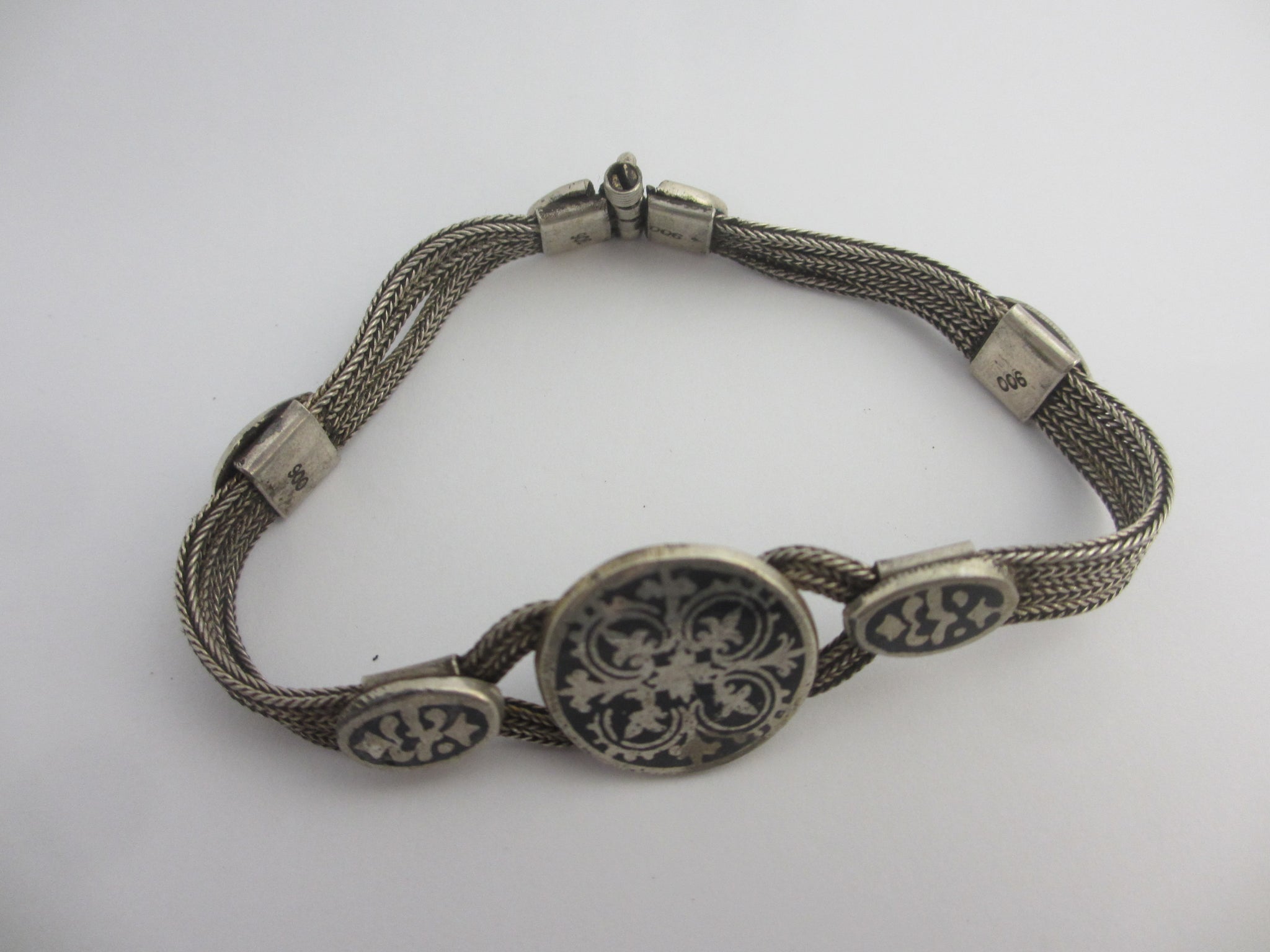 Niello Silver Bracelet Vintage Art Deco c1920