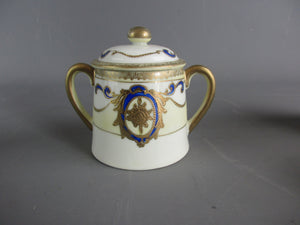 A Japanese Kinjo Bone China Cups, Saucers, Milk Jug & Sugar Bowl Set Vintage C early 20th Century