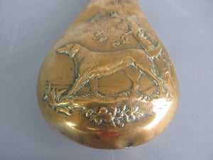 Brass Powder Flask with Dog Image Antique