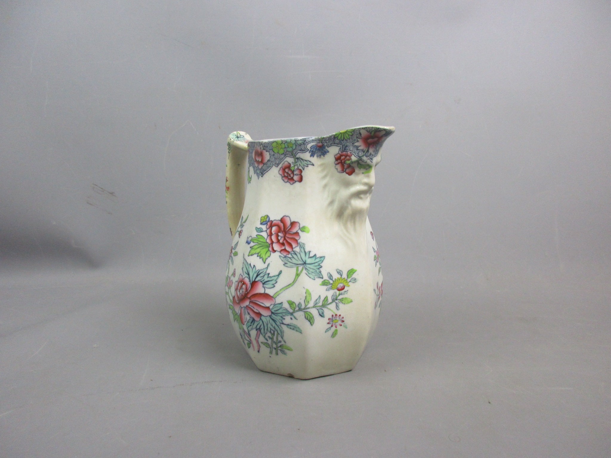 Copeland Polychrome Mask Face Jug Antique c1890 Victorian