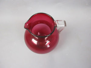 Cranberry Glass Jug Antique Victorian c1880