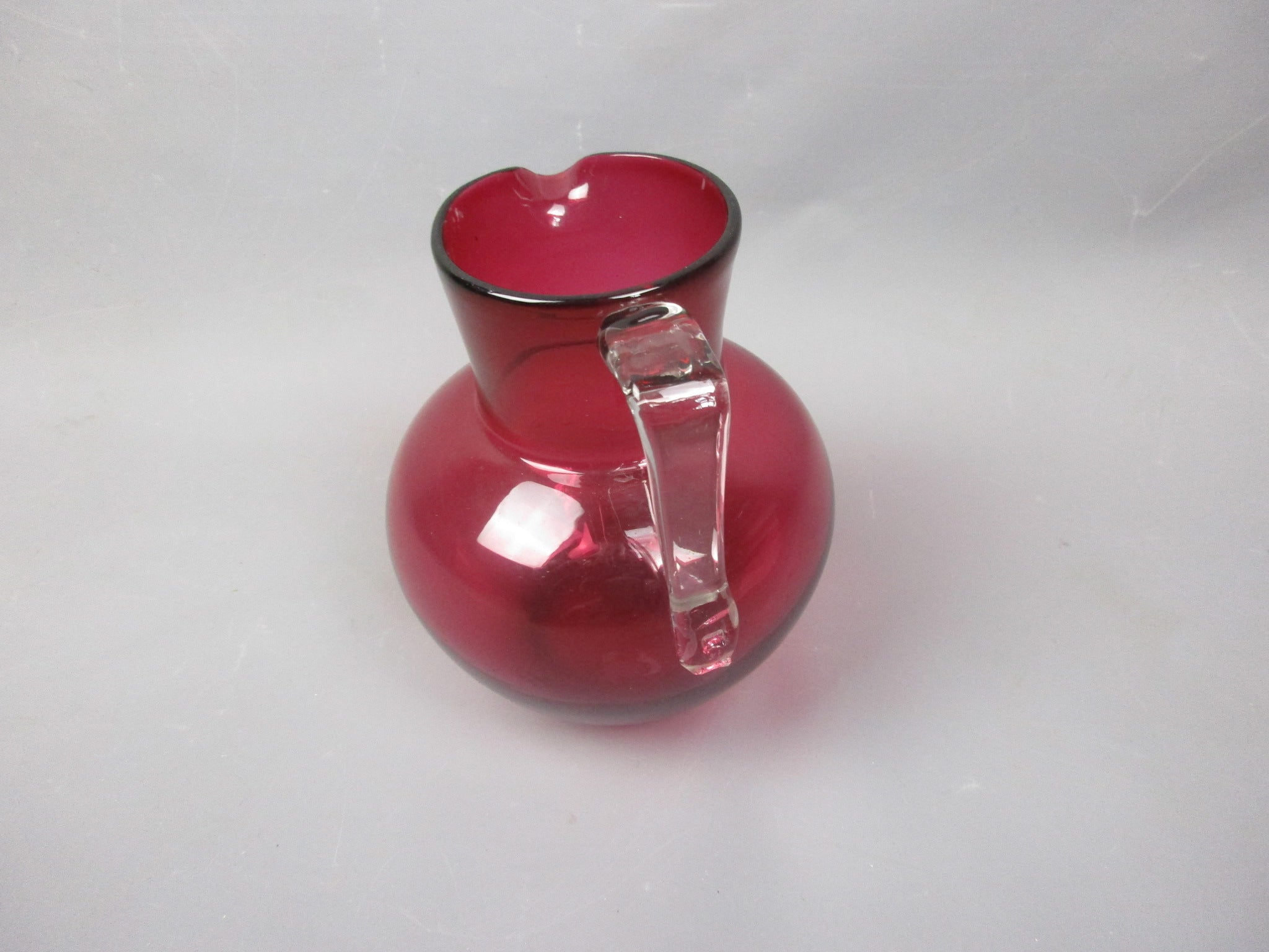 Cranberry Glass Jug Antique Victorian c1880
