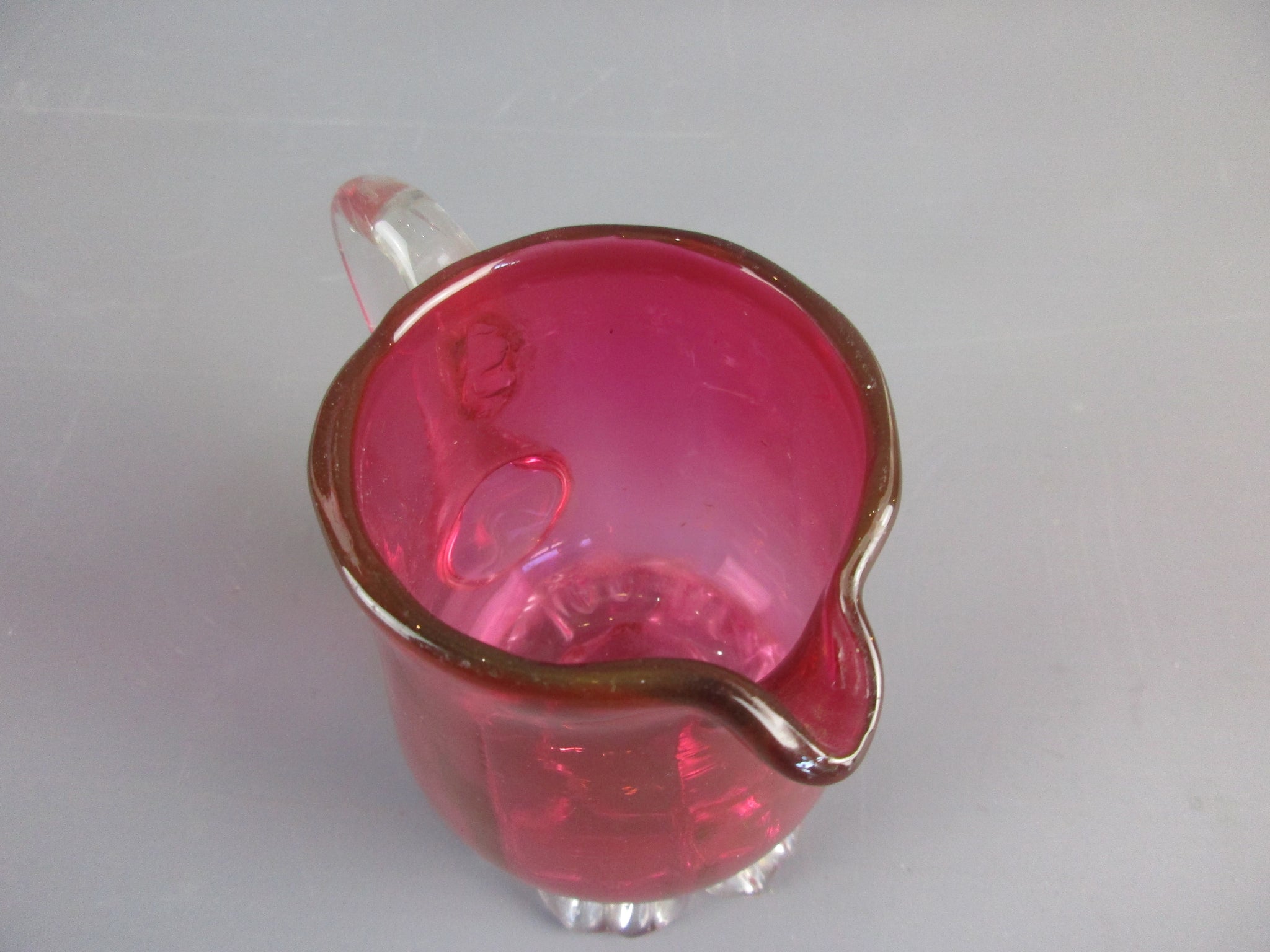 Cranberry Glass Victorian Jug Antique 19th century