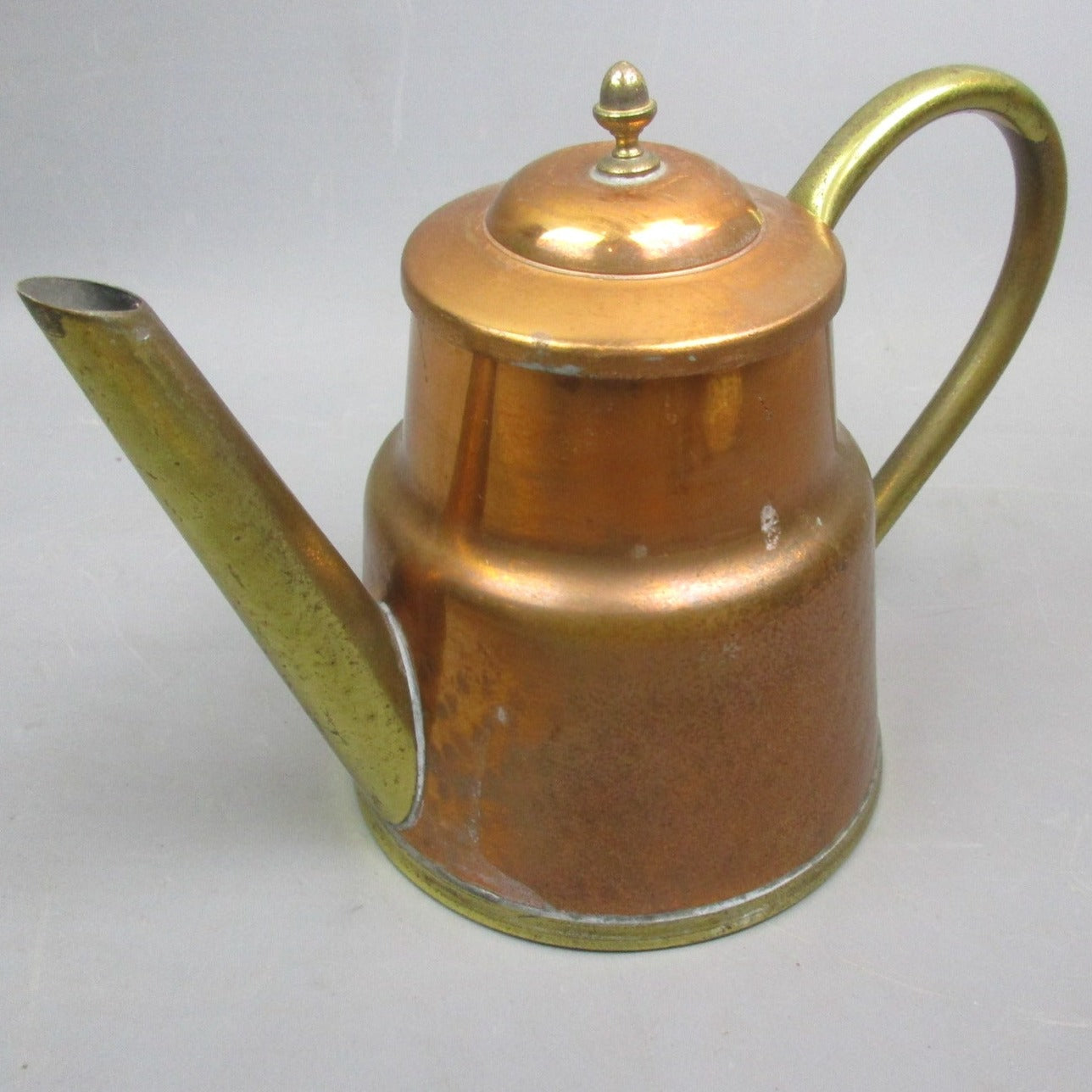 Hammered Copper & Brass Miniature Watering Can Antique Victorian c1890