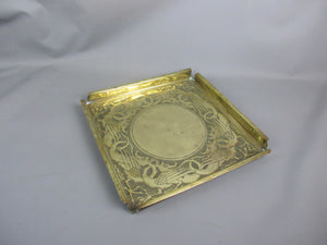Arts & Crafts Brass Tray With Dragon Details Antique Victorian c1880