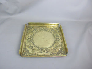 Arts & Crafts Brass Tray With Dragon Details Antique Victorian c1880