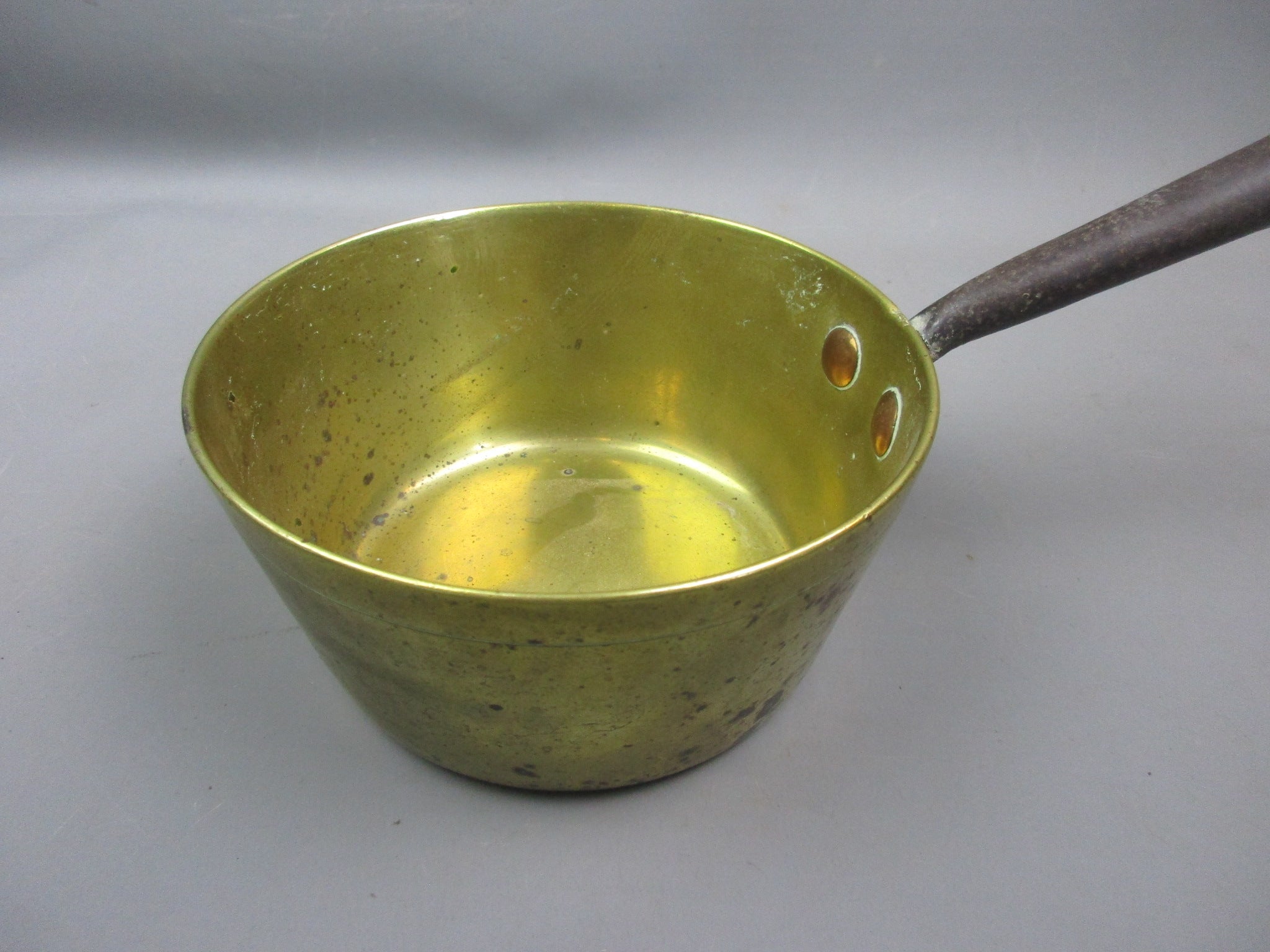 Cast Iron & Brass Cooking Saucepan Antique Victorian c1890