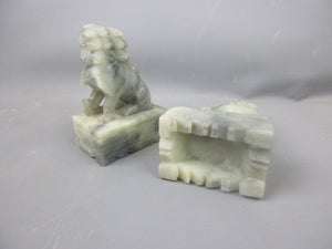 Pair Of Hand Carved Chinese Soapstone Fu Dog Ornaments Antique c1900