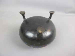 Hand Painted Three Footed Chinese Bronze Incense Burner Vintage c1950