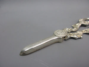 Pair Of Silver Plated Ornate Grape Scissors Antique Victorian c1890
