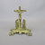 Ornate Brass Christian Crucifix Scrolled Base Ornament Antique Victorian c1890
