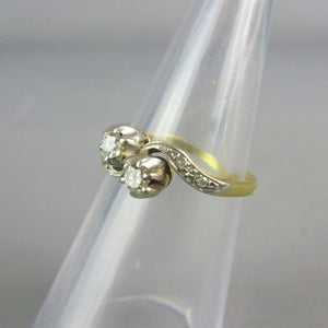 18K Gold & Platinum Engagement Style Diamond Ring Vintage c1980